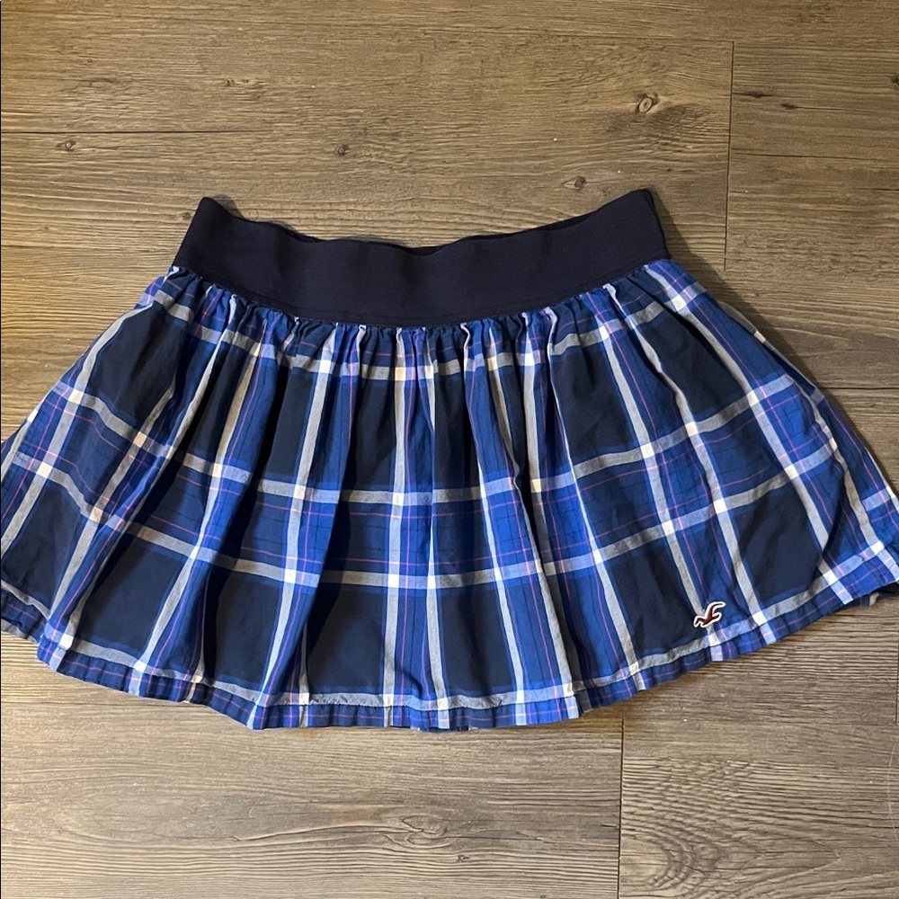 Hollister Y2K Plaid Black and Blue Skirt